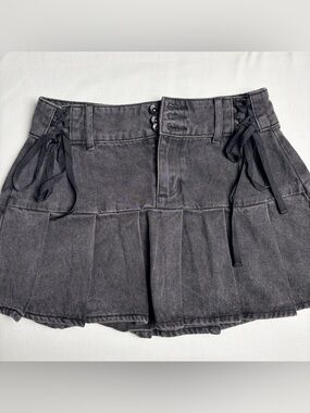 Social Collision Black Denim Mini Skirt- S/M